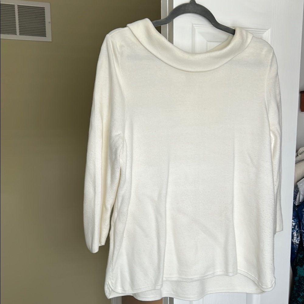 Talbots Cream Cowl Neck Sweater Lightweight Knit
